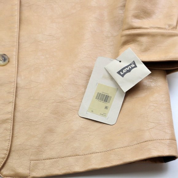 LEVIS Faux Leather Shirt Jacket Tan 90s Grunge Size XL New with Tags - Picture 5 of 5